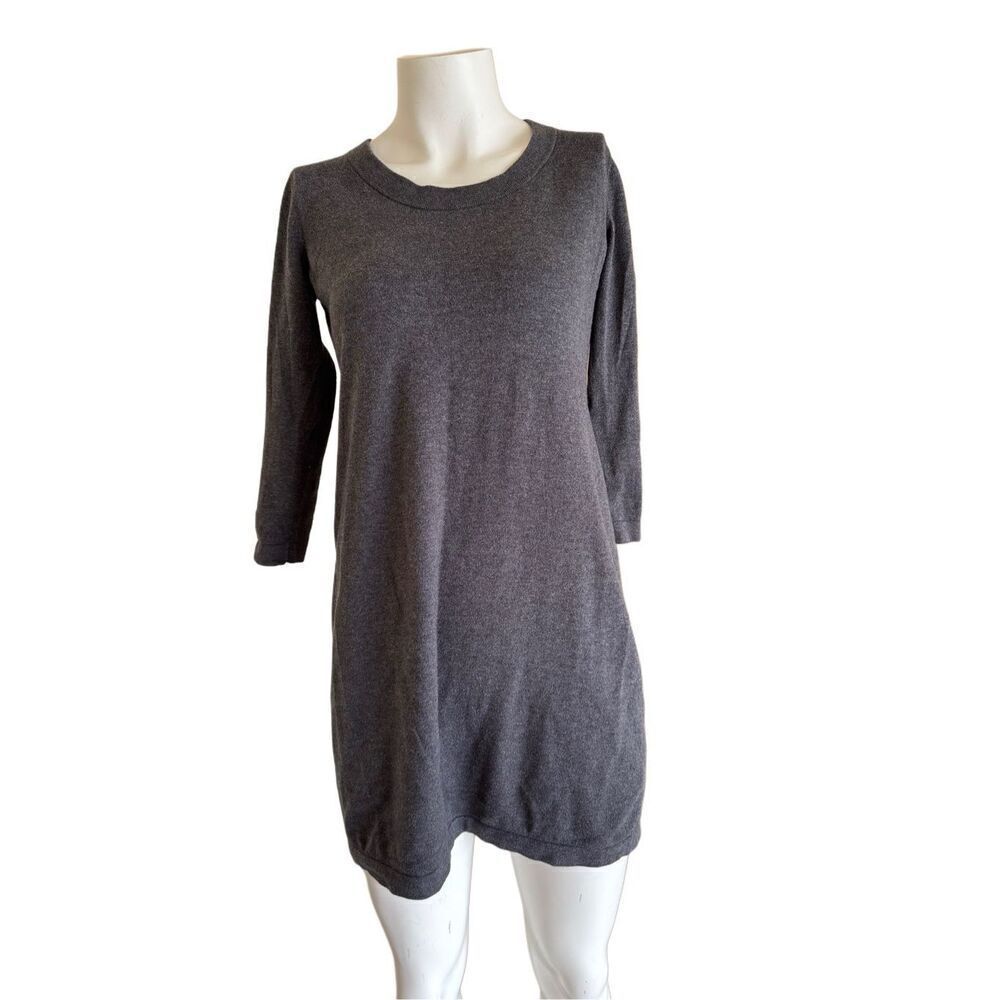 Gap M grey sweater mini dress 3/4 sleeve